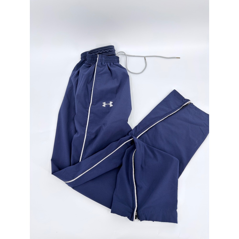 Under Armour Track Pants Windbreaker Athletic Modern Women Small Navy Blue White